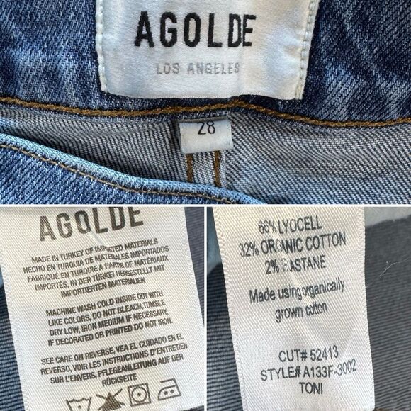 Agolde Toni Slim Straight Leg Jeans High Rise Distressed Denim Organic Cotton 28 - Picture 11 of 16